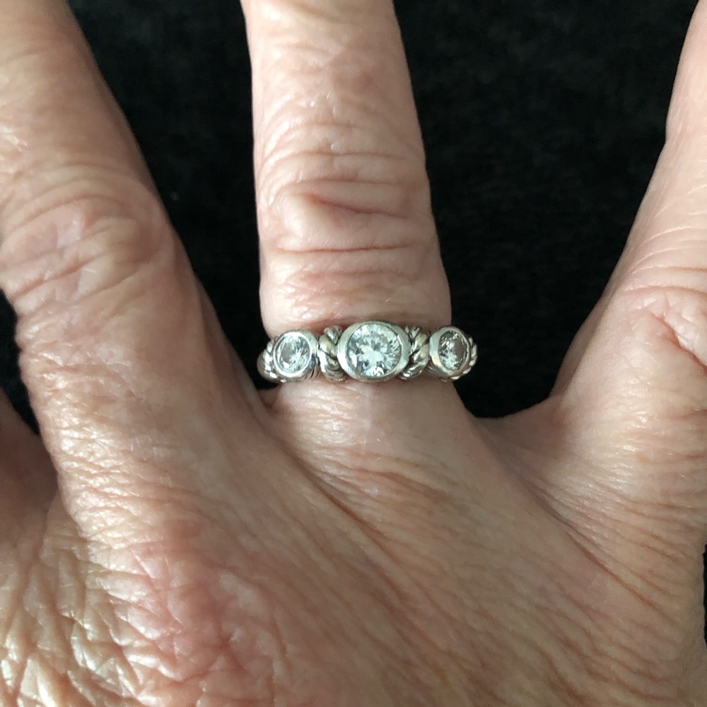 Judith RIPKA Sterling Silver with Cubic Zirconia Ring-Size 7.5